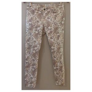 antique print white jeggings